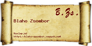 Blaho Zsombor névjegykártya